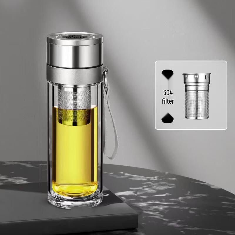 

OLOEY One-Touch Double-Layer Glass Water Bottle