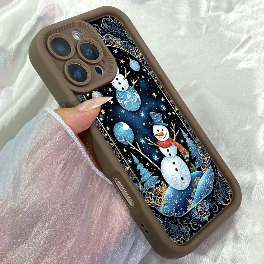 

JT513 Starry Christmas Snowman for iPhone 17 16 15 14 Pro Max Samsung S26 S25 Ultra A17 A07 A56 A16 A15 A14 A13 Xiaomi 15T Redmi 15c 14C Soft Case Redmi 15C 4G/5G(171.6) коричневий