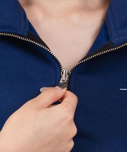 Ellamo Women'S Terry Half-Zip Collared Oversized Sweatshirt [Blue]