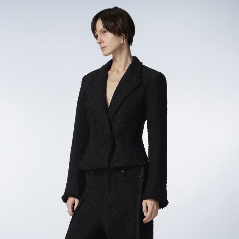 JNBY Women's Winter Blazer Collar Wool Blend Coat