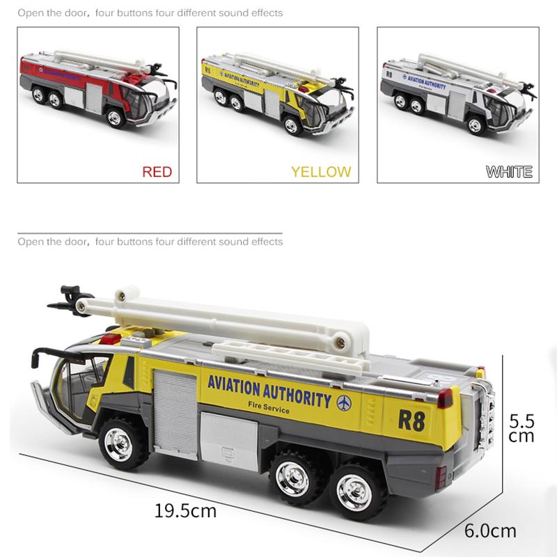 1/32 lotniskowe wozy strażackie dla chłopców, wóz strażacki zabawki Diecast silnik wozu strażackiego Pullback zabawka cierna pojazd inżynieryjny Model wozu strażackiego