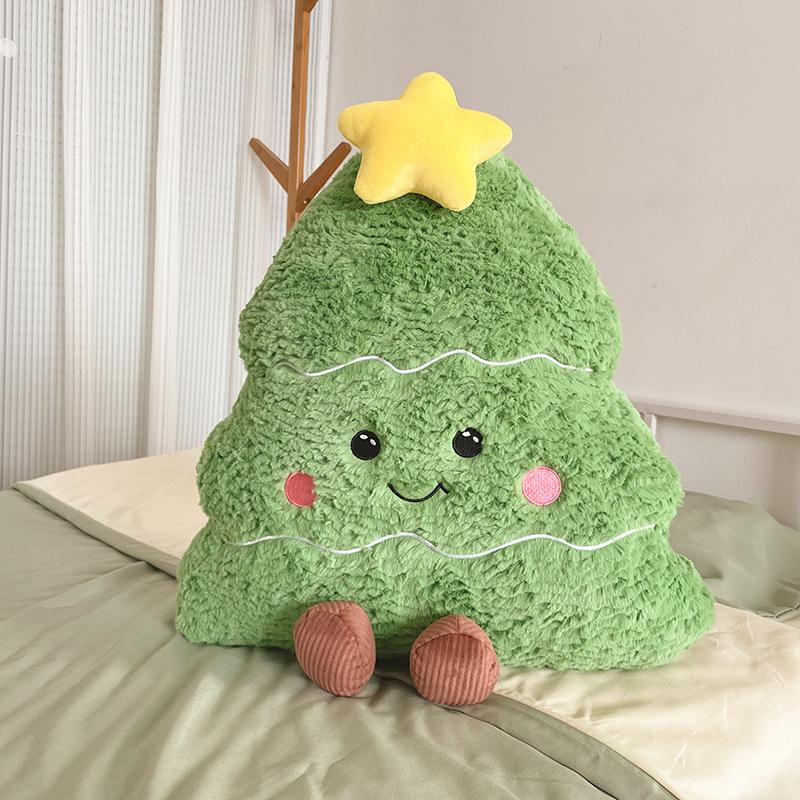 Cartoon High Quality with Expression Christmas Tree Plush Doll Pillow Holiday Decor for Boys and Girls Christmas Gifts