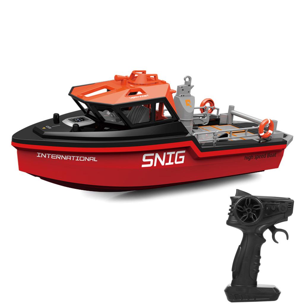 Remote Control Boat, 2.4GHz Rescue Ship with Brushless Motor Low Battery Alarm for Pools and Lakes, Mini Electric Toy