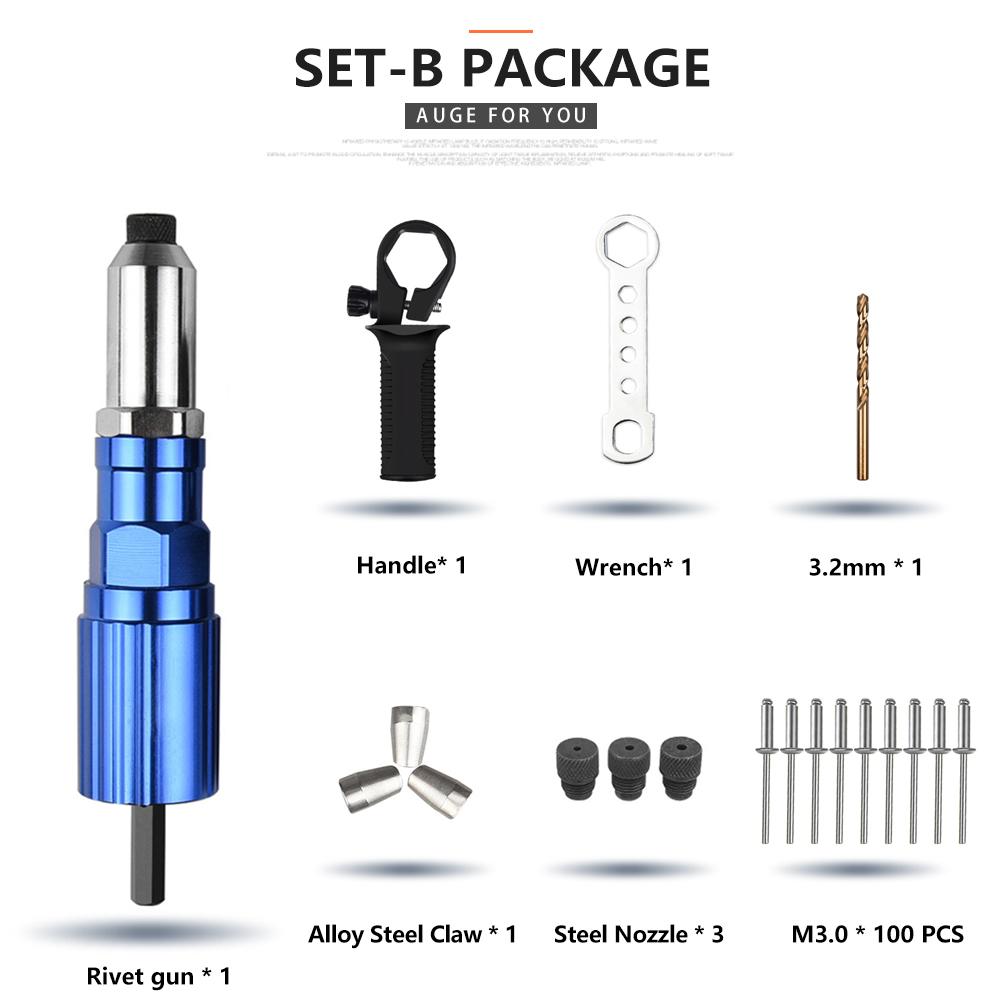 Electric Rivet Gun 2.4mm-4.8mm Rivet Nut Gun Drill Adapter Cordless Riveting Tool Insert Nut Pull Rivet Tool