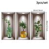 Autocolante de perete 3D, Plantă verde în ghiveci Ferestre false Living Pridvor Decor de perete de fundal Autocolante de perete autoadezive