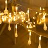 Battery Powered LED Fairy String Lights Raindrop Style Outdoor Waterproof for Christmas Wedding Party Holiday Garden Patio Decorative Lighting