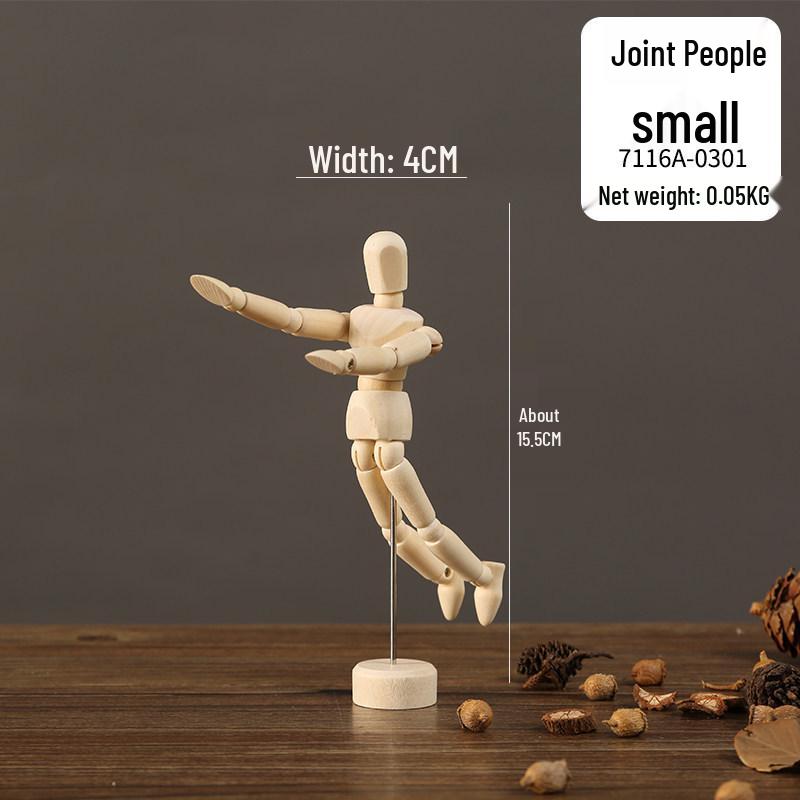 Nordic Style Handmade Wooden Jointed Model Figure Ornament