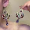Silbernadel Retro Strassstein Quaste Ohrringe: Exquisite Luxus Blumige Ohrstecker