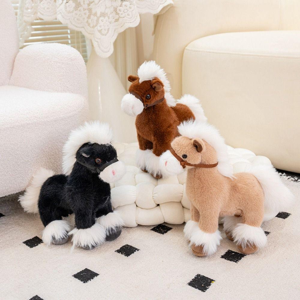 PP Cotton Realistic Horse Plush Toys Soft Horse Mascot Stuffed Animal  Festive Decor
