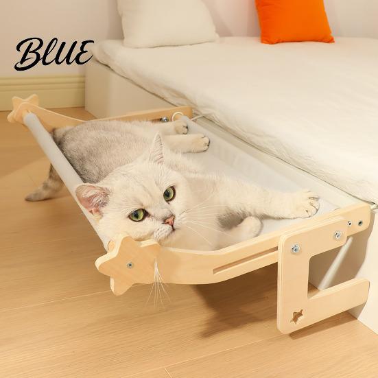 Bedside Cat Hammock Drilling Pet with Wood Adjustable Bed Window Perch Frame No for Windowsill