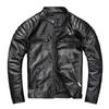 Herren Vintage Abgewetzte Kunstleder Bikerjacke Stehkragen Kurzer Schnitt Lässige Oberbekleidung