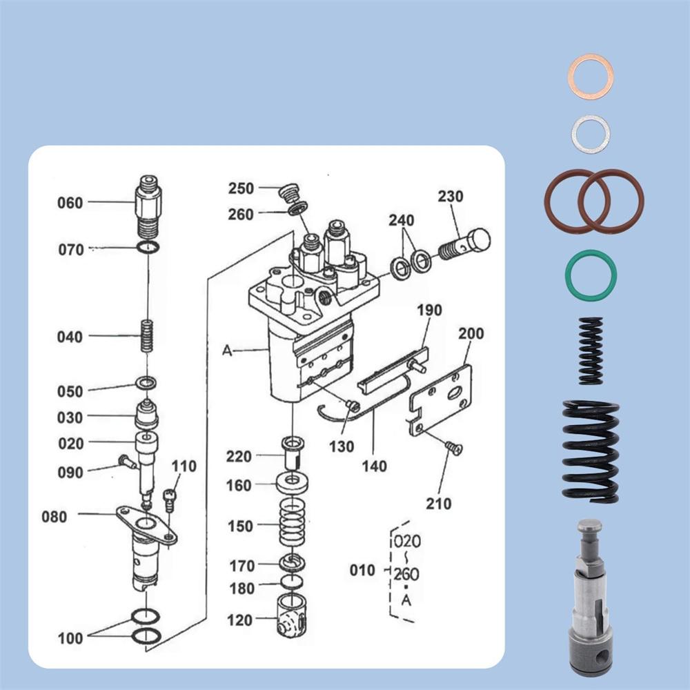 Kit Reconstrucție Pompă Injecție Combustibil Pentru Kubota D902 D722 D905 RTV 900 BX Toro Bobcat