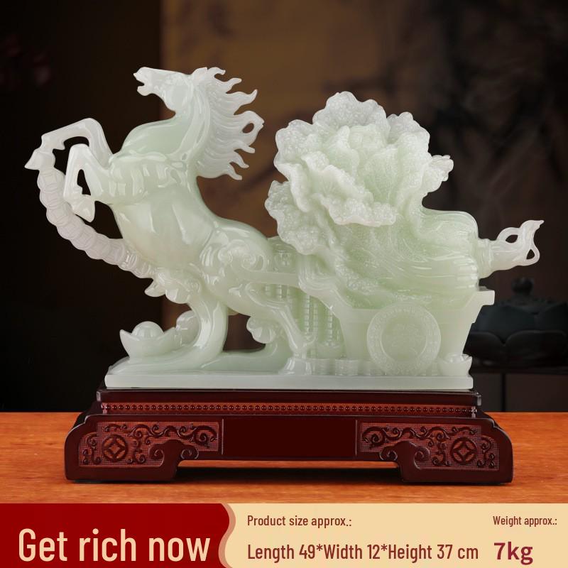 Jade Horse Figurine: Auspicious Zodiac Ornament for Wealth and Peace