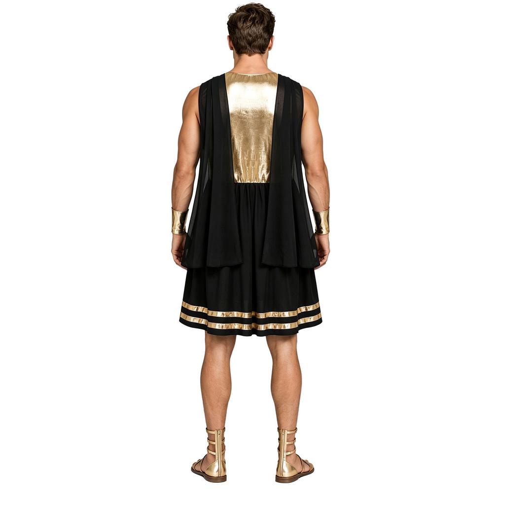 Vestido Toga de Dios Griego para Hombre con Pulseras Sin Mangas Gasa con Caída Cuerpo Metálico Brillante para Fiesta de Disfraces de Halloween Cosplay