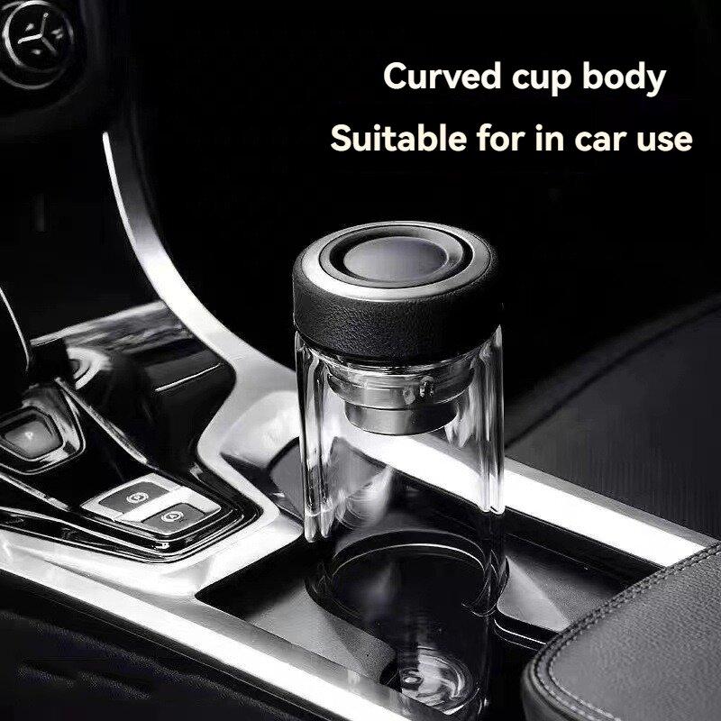 450ML Glass Water Bottle Oval Shaped Double Layer Tea Water Cup Infuser Tumbler Drinkware Water Bottle With Tea Filter