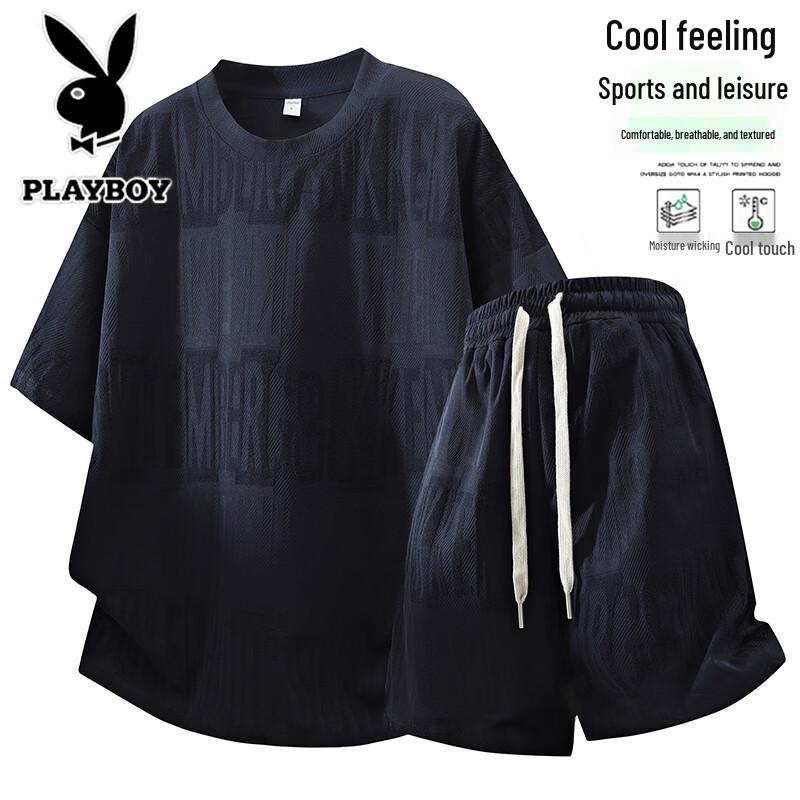 PLAYBOY Men s Summer Cooling T-Shirt & Shorts Set M