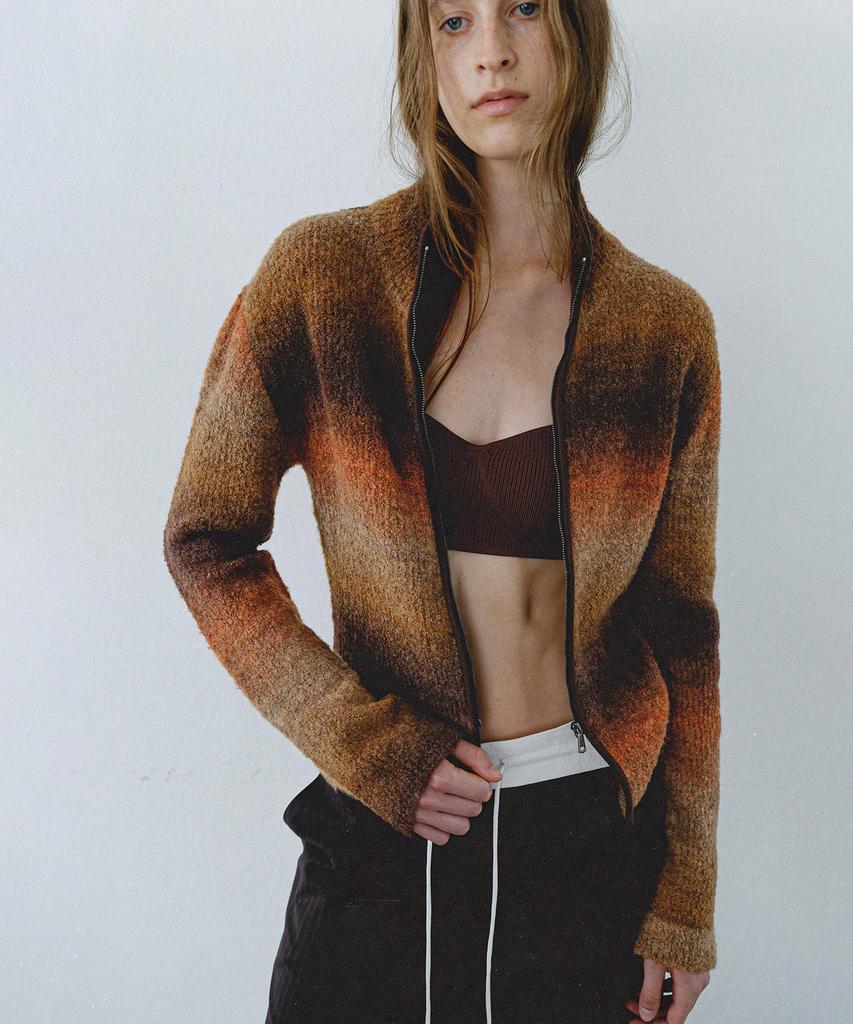EN OR Gradation Zip-Up Knit - Orange