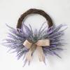 Lavender Wreath with Bow Farmhouse Artificial Floral Wreath Indoor Outdoor Door Decor