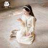 Chanzuigou Girls' New Chinese Style Embroidered Faux Two-Piece Princess Dress