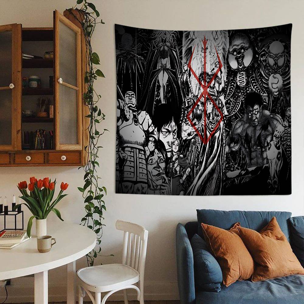 Berserk Guts Caldo Anime Colorato Arazzo da Appendere al Muro Boemo Arazzi Murali Mandala Decorazione Artistica Murale
