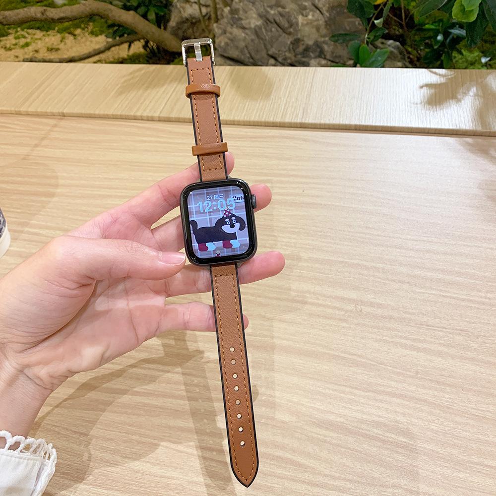 Suitable For Apple Applewatch10 Watch With Fine Silicone Sticker Leather Iwatch9876 Generation Se Strap For Women