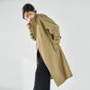 Qiuxin handsome stand-up collar, vertical and not easy to wrinkle fleece feeling, leather commuting casual medium and long trench coat 23066