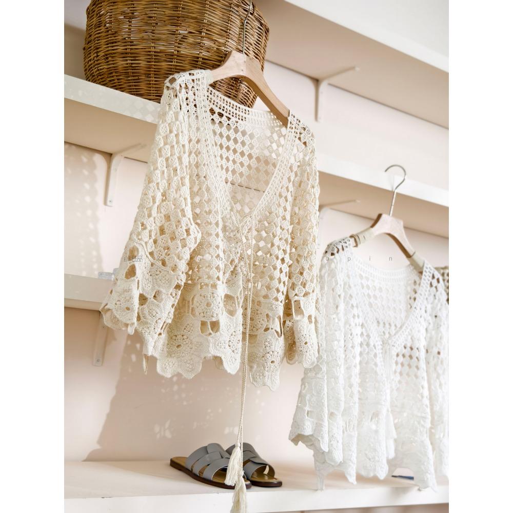 New Short Cotton T-Shirt Women Knitting O-Neck Hollow Summer Style Basic Tops Tees Loose Clothing