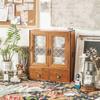 Wooden Desktop Organizers Cabinet with Glass Door for Cosmetics, Stationery, Small Kitchen Items and Decors Use