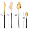 24Pcs Dinnerware Set Stainless Steel Tableware Knifves Forks Spoons Black Gold Cutlery Mirror Flatware Kitchen Dinner Silverware