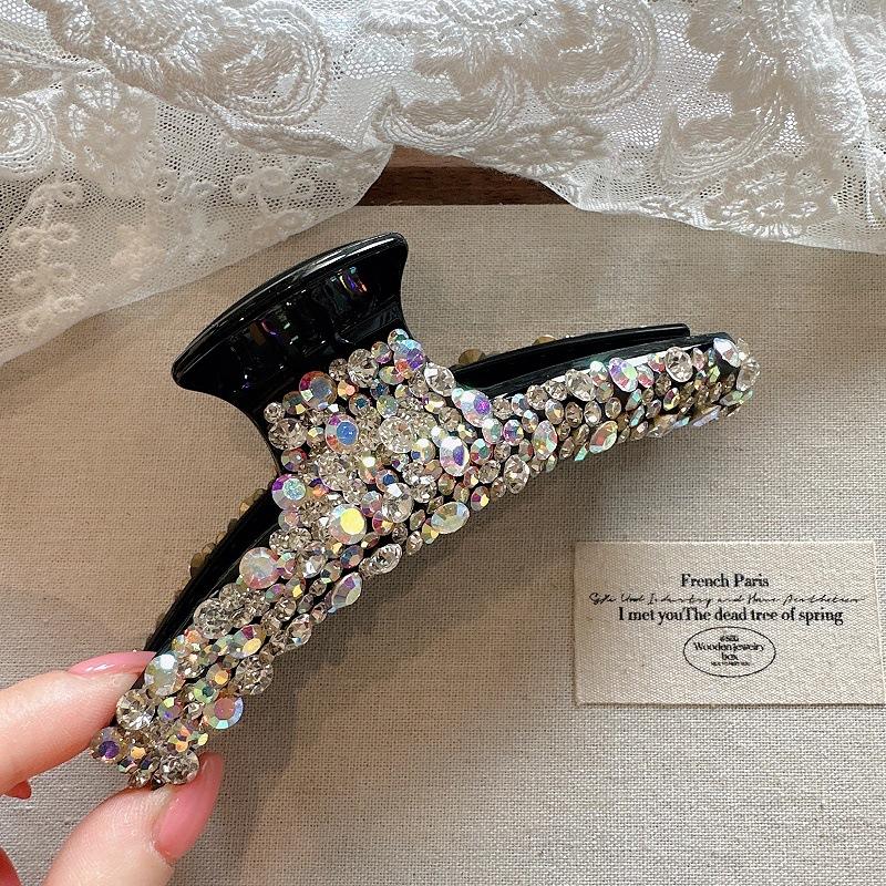 

Летняя ультра-блестящая роскошная заколка-акула с кристаллами, элегантный большой зажим для волос для легких причесок, идеальный подарок