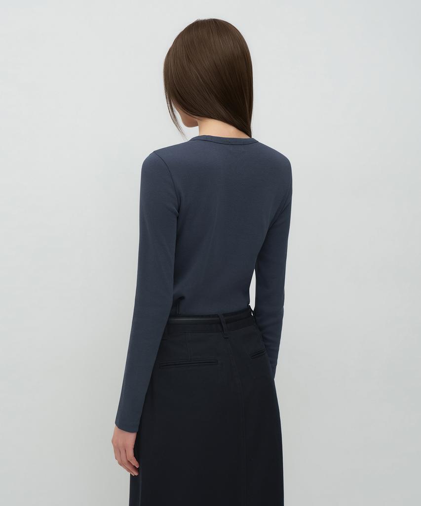 MUSINSA STANDARD WOMAN Women'S Slim Crew Neck Long Sleeve T-Shirt [Midnight Blue]
