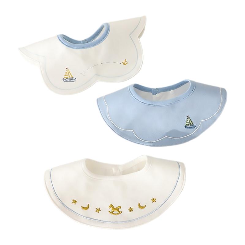 

Kids Embroidered Waterproof Feeding Bibs Comfortable Cotton Bibs Toddlers Waterproof Bibs Infant Mealtime Bibs for Kids