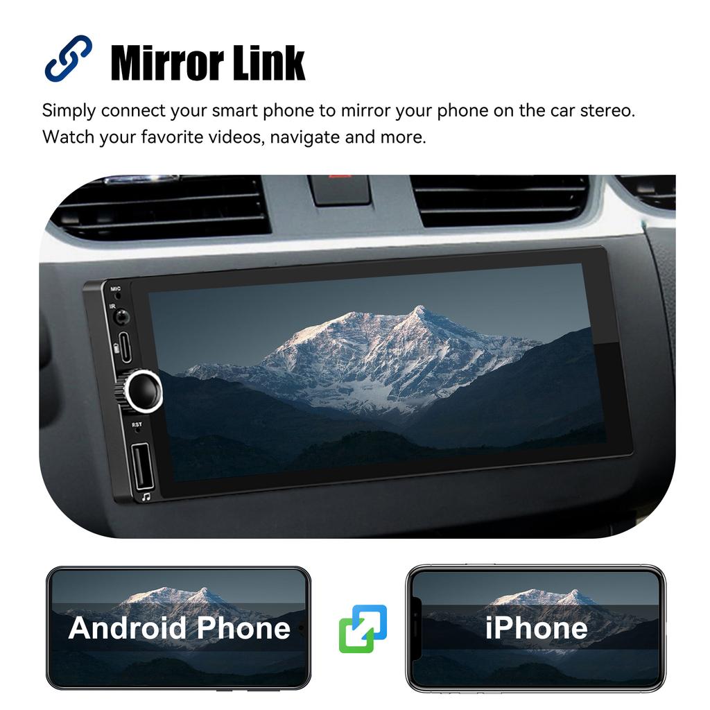 2026 New 6.86" Android 14 1 DIN 4+64G Car Stereo Radio Carplay Android Auto 1DIN GPS NAV Wifi BT RDS WIFI BT USB Type-C Universal Large screen dashcam