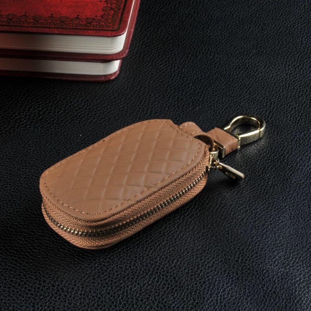 Zipper Key Pouch Leather Keys Organizer Durable Car Key Case
