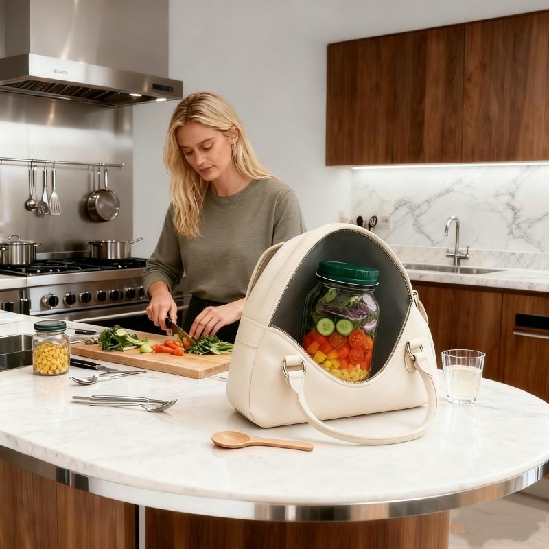 Pote de Salada Portátil Camadas Verticais Plástico Pote de Salada Recipiente Lancheira À Prova de Vazamento Mantém Fresco Recipiente para Alimentos Transparente