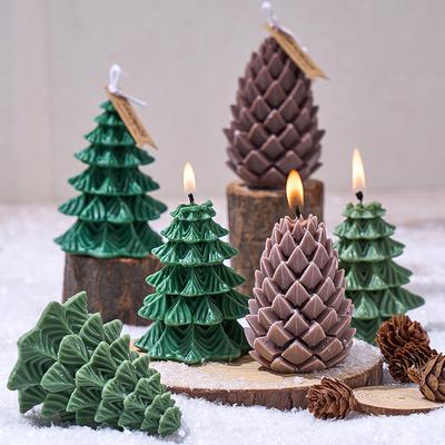 3D Weihnachtsbaum Tannenzapfen Kerzenform DIY Aroma Kerzen Seife Silikonformen Gips Harz Handwerk Herstellung Zuhause Weihnachten Deko Kunst Geschenke