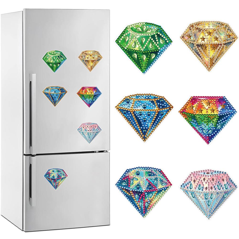 6 Pcs Full Drill Fridge Magnets Sticker Car Butterfly Dragonfly Diamond Painting Magnets Refrigerator for DIY Crafts Party Gift