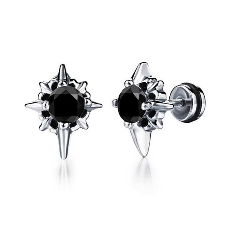 1 Pair New Style Gothic Dumbbell Stud Earrings For Men/Women Stainless Steel Punk Piercing Jewelry