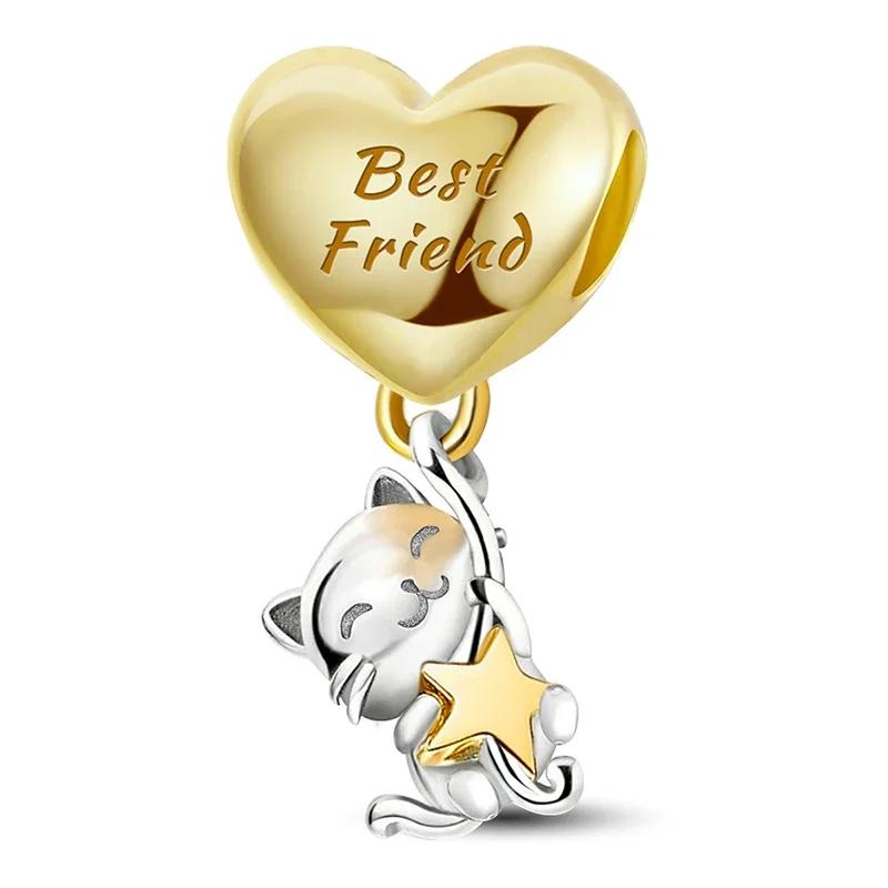 Copper Multicolor Colorful Love Heart Charms Bead Diy Bracelet Bangle Of High Quality Fashion Jewelry For Women