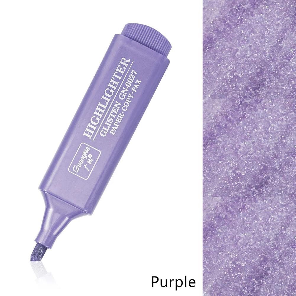 

Metallic Highlighter Fluorescent Glitter Markers Note Taking Shining Pen 8 Colors for Journal Scrapbooking Supplies Drawing Art фиолетовый