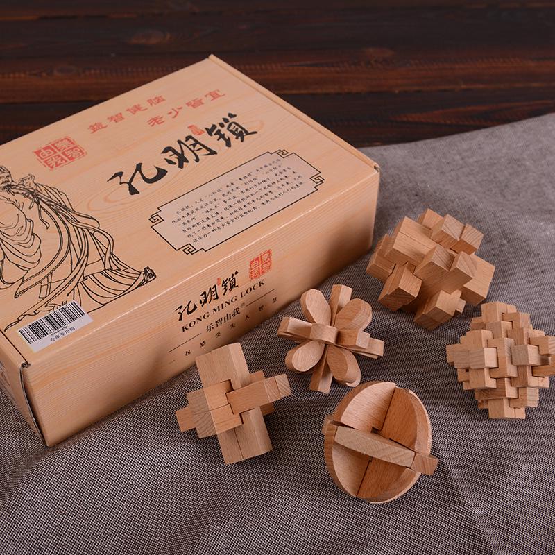 Kongming & Luban Wooden Lock Set: Children's Educational Decompression Toys