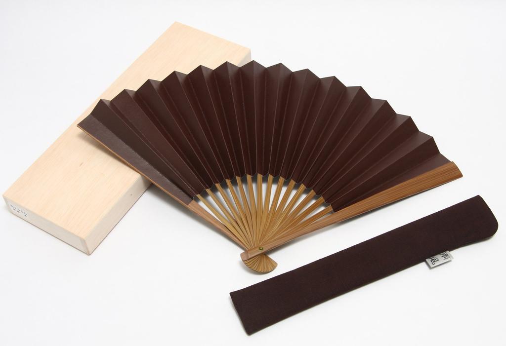 Large Size Folding Handcrafted by Kyoto with Fan In a Wooden [Hasegawa] Fan, Artisans, Case, Box, Brown.