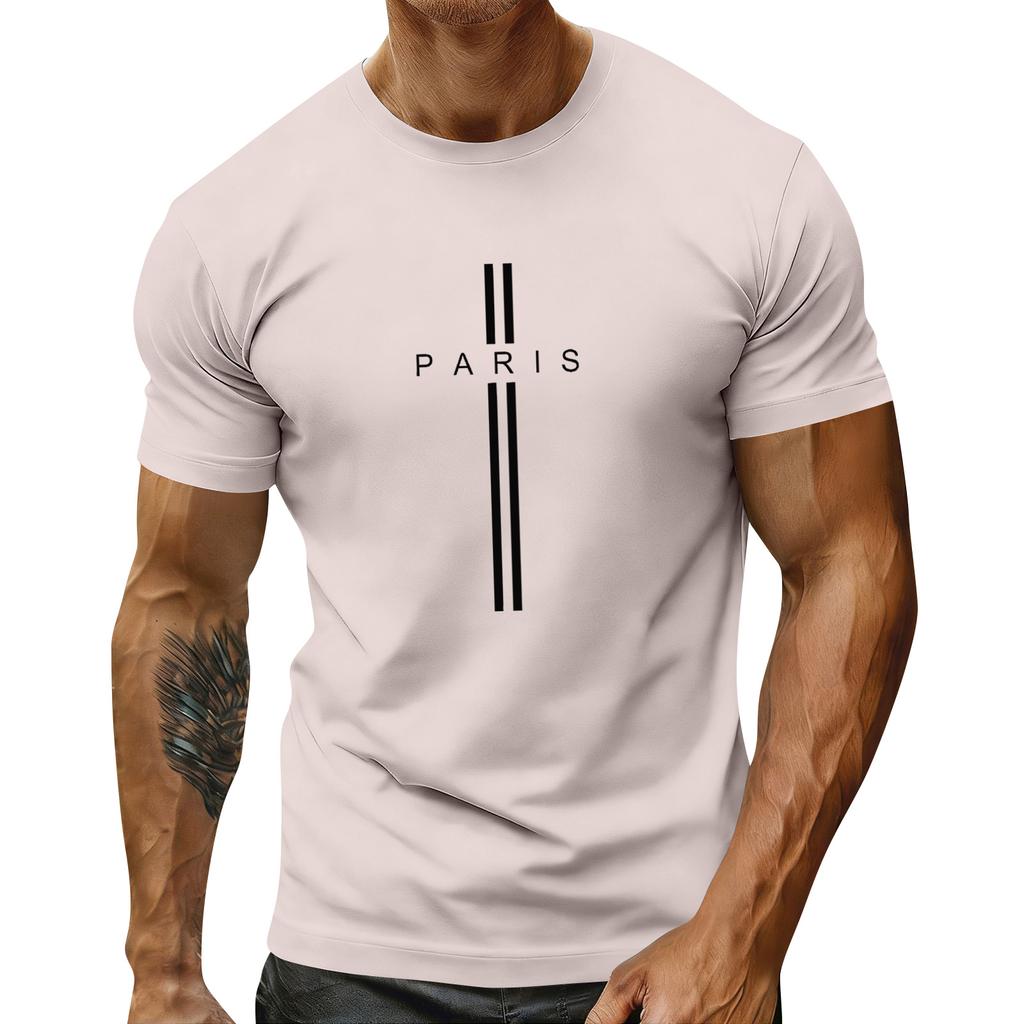 Herren Feiertags-Print Rundhals Kurzarm Top Lässiges Sportoberteil