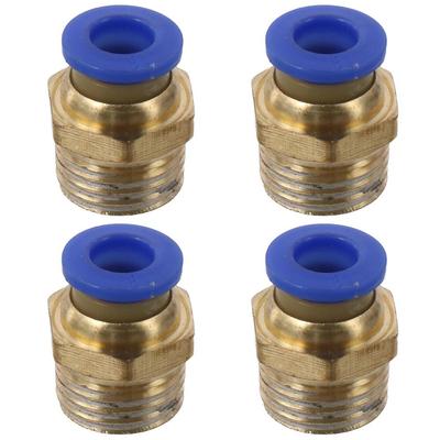 4 Stück Gerade Steckverbinder Pneumatisch 4mm 6mm 10mm 12mm Rohraußendurchmesser Steckverbindung Gewinde Messing