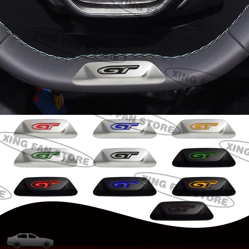 VZQR9 GT Metal Emblem Car Steering Wheel Badge Sticker Decal For Peugeot 208 5008 4008 3008 508 GT Line Decoration Accessories