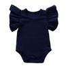 Newborn Baby Girls Ruffles Romper Summer Short Sleeve Jumpsuit Ribbed Knitted Romper Summer Outfits