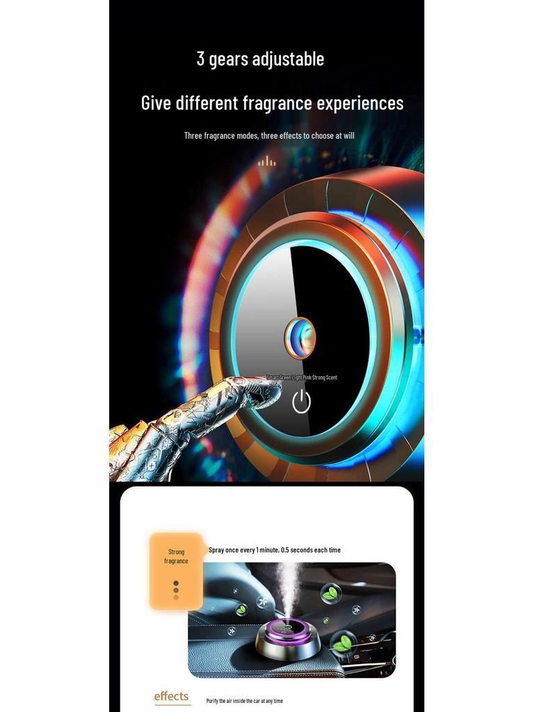 Smart Car Diffuser with Atmosphere Light - Long-lasting Fragrance and Deodorizing High-end Ornament