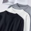Solid Color Bottoming Shirt Casual Sweater Long Sleeve Knit Sweater Men's Round Neck Sweater Autumn Winter Large Size Loose Keep Warm Top