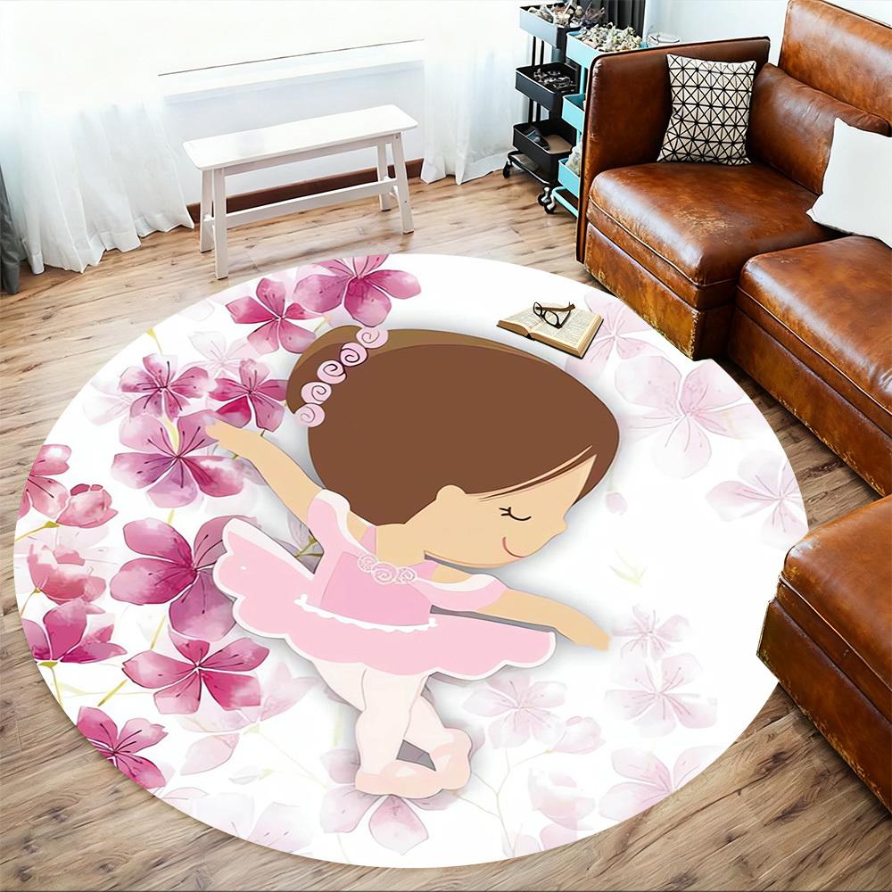 1pc Ballerina, Flowers Round Chair Mat Area Rug - Non-Slip, Floor Mat for Office, Bedroom, Home Decor Christmas Gift P0811428