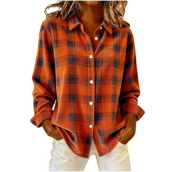 2025 Summer Women's Unique Plaid Print Long-Sleeved Shirt